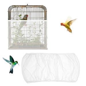 유니버설 버드 케이지 커버 스커트 - 조절 가능한 부드러운 에어리 나일론 메쉬 네트, 시드 캐처, 앵무새 보호대, 앵무새 보호대, 앵무새 보호대, 마카우 - 원형 및 정사각형 케이지(흰색)