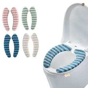 부드러운 극세사 변기 커버 푹신한 쿠션 변기 시트 겨울용 탈부착