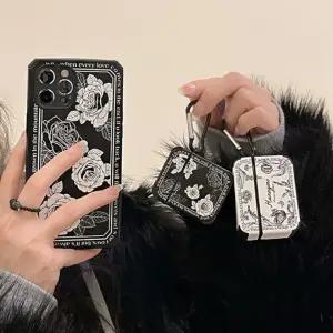 블랙화이트 로즈 에어팟 케이스 에어팟1세대 에어팟2세대 에어팟프로 에어팟3세대