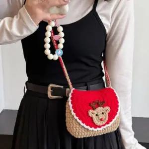 크리스마스 미니 털가방 니트 짜임 크로스백 숄더백 가방