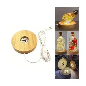핸셀 유리 병 수정 구슬 장식 소품 인테리어 DIY 무드등 원형 우드 LED 장식 패드 홀더