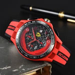 방수 Men F1 Scuderia Ferrari 44mm 럭셔리 크로노그랩 Red 실리콘 시계 [세금포함] [정품] 명품시계 손목