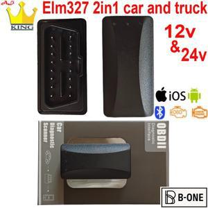 Elm327 블루투스 5.0 지원 IOS 안드로이드 수리 도구의 12V 및 24V 자동차 트럭 헤비 듀티/대형 승용차 obd