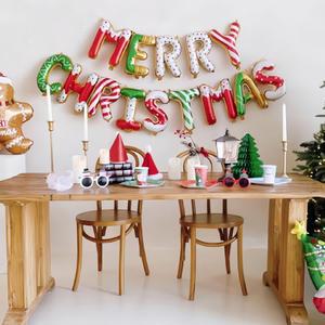 16피스 메리 크리스마스 포일 풍선 배너 세트 크리스마스 파티 장식, 휴일 풍선 장식, 휴일 축하 행사에