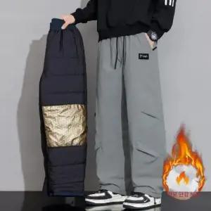 남자 면바지 아웃도어 기모 바지 가을 겨울 도톰한 보온 방수 방한 와이드 힛템