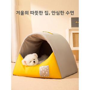 탈부착 가능 세탁 가능 삼각형 강아지 집 소형견 및 고양이용 테디 여름용 폐쇄형 펫 하우스 히피독
