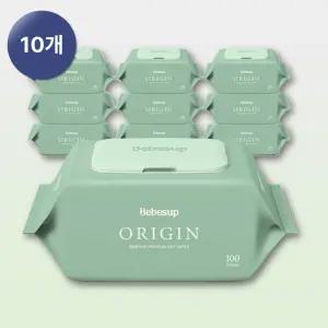 베베숲 오리진 캡형 대용량 엠보싱 아기물티슈 100매, 10개