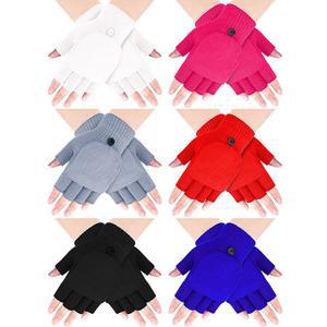 새티니어 6켤레 여성용 겨울용 컨버터블 핑거리스 장갑 따뜻한 니트 플랩 커버 터치스크린 문자 메시지