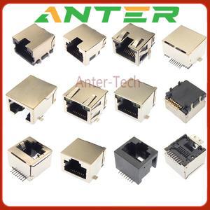 5Pcs SMT RJ45 8P8C 잭 커넥터 PCB 마운트 네트워크 소켓 인터넷 모듈형 SMD 8Pin 암