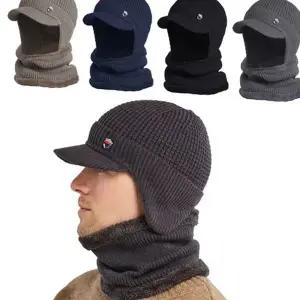 남성 겨울 모자 귀마개 니트 귀도리 남자 방한 모자 세트 스포츠 보호 워머 골프