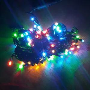 LED트리전구 100구 검정선 컬러혼합 점멸전원코드포함