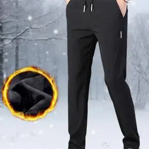 슬림핏 남성 기모 바지 방한 남성 겨울 바지 스트레이트 팬츠