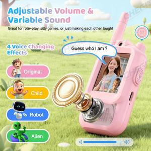 2PCS 어린이 비디오 인터콤 워키토키 귀여운 화면 충전식 크리스마스 생일 햄