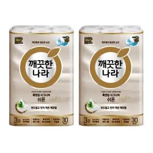 깨끗한나라 촉앤감 시그니처 쉬폰,27m,30롤,2개