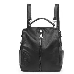 [피커]토트 숄더백 가죽 빈티지 지퍼 가방 블랙 50대백팩