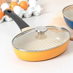 바프 인덕션 후라이팬 타원 그릴팬 24cm 오렌지