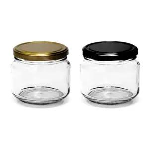 유리병 495ml(골드뚜껑)+495ml(블랙뚜껑) 원형 잼병