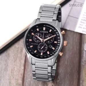시티즌 AT2396-86E 에코드라이브 블랙 골드 라운드 크로노그래피 남자 메탈 시계 c