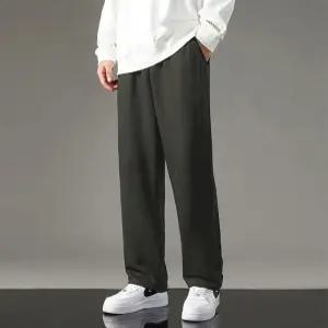 남녀공용 데일리 베이직 웜데이 기모 안감 밴딩 와이드 팬츠 심플 겨울 보온 방한 바지