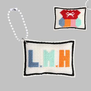 십자수 이니셜 사각 가방고리 만들기 / diy 패키지 열쇠고리 키링