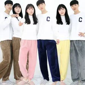 포근한 커플잠옷 꽈배기 밍크 수면바지 커플룩 남성 여성 파자마 홈웨어 이지웨어
