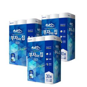 모나리자 부자되는집 3겹데코 화장지 27m 30롤 X 3팩(90롤)