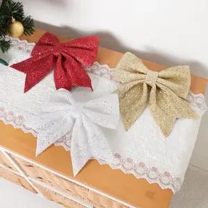 크리스마스 완성 리본 장식 글리터 17cm 4컬러 트리 소품 용품 파티 반짝이 데코 오너먼트 꾸미기