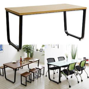 철제테이블 4인6인 원목 유리 식탁 카페 주방 테이블