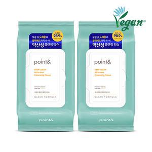 (40%+7%묶음할인)포인트 딥클린 올인원 클렌징티슈 80매 2개