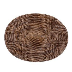 [포커시스](강남점)[Ziczac]직작 라탄 오발 테이블매트_다크 브라운 / ZIC-THS-9390BR/DARK
