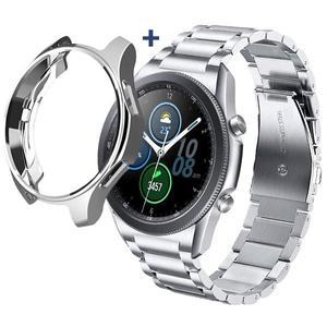 [수나르]갤럭시워치3 41mm 45mm 호환 슬림 TPU 케이스 스테인리스 스틸 메탈 밴드 스트랩