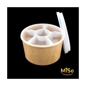 비빔밥용기 컵밥 떡볶이포장 KP1200종이용기 6찬기 PP뚜껑 300세트(크라프트)