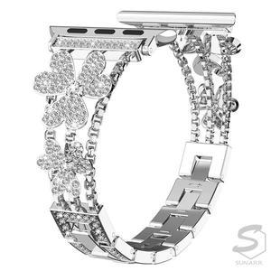 [수나르]애플워치5 40mm 44mm 호환 럭셔리플라워큐빅 스테인리스 스틸 메탈 밴드 시계줄 스트랩
