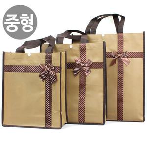 리본 부직포가방(중형) 보조 신발 선물 학원가방 쇼핑백