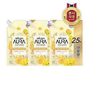 [LG생활건강]샤프란 아우라 섬유유연제 리필 1.7L 미드나잇골드 X 3개