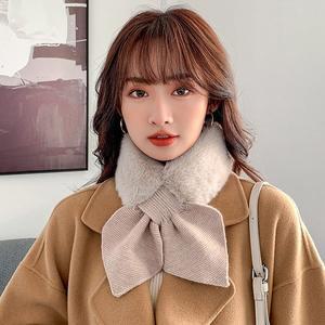 [홀리지]사브로 여성 페이크퍼 니트 숏 머플러