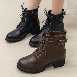 버클 가죽 지퍼 워커힐 발 편한 키높이 워커 부츠 앵클 앵글 부츠 가을 겨울 신발 5cm GP025