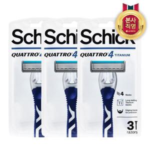 쉬크 쿼트로4 티타늄 휴대용 면도기 3입 x 3개