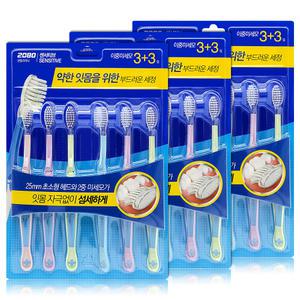 2080 센서티브 칫솔 이중미세모 18개 (3+3입x3개)