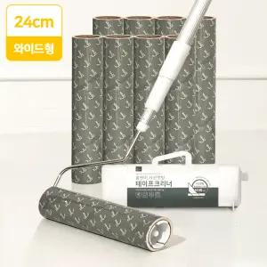 와이드 사선 긴 돌돌이 밀대 테이프 클리너 롱핸들+리필 9개