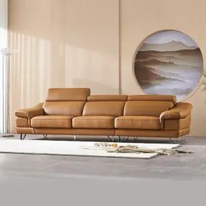 레아 3.5인 헤드레스트 전체 천연가죽 소파