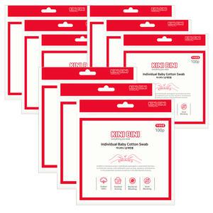 키니비니(KINI BINI) 신생아용 낱개 포장 순면 위생면봉 100개입, 총 9개