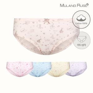 [물랑루즈]봉쥬르 국산 순면 여삼각팬티 여성삼각속옷 5종세트