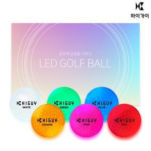 [하이가이] LED 골프공 6구 세트 야광 골프볼 선물 야간 발광 라운딩