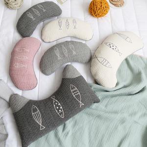 친환경 메밀 물고기 누빔 반달 직각 베개 (5컬러) 커버+솜 포함 S, M 온가족 사용