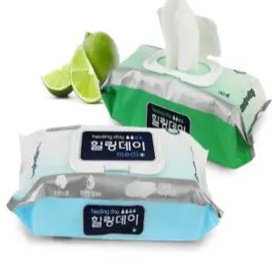 힐링데이 프리미엄 대형 물티슈 캡형 60매 20팩 플레인 (1200매) 환자용 간변용 청소용물티슈