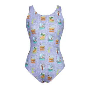 [레노마수영복](하남점)폴리백 증정 여성 퍼즐 패턴 U백 원피스수영복 바이올렛 RN-LF2D031-LV