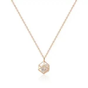 [비앤비골드] 14K/18K 댄싱 스톤 사각큐브 체인 목걸이 MNN38609