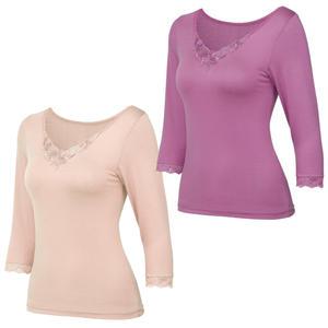 국산 WW39 로즈 텐셀 7부 상의 내의 여자 겨울 내복 여성 속옷