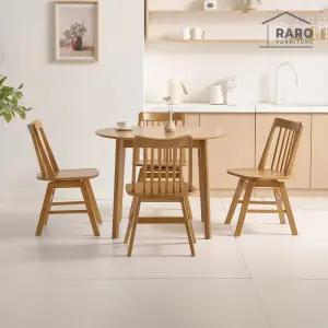 [/착불배송] 알토 1000 원형 고무나무 원목 2인 4인 회전의자 식탁 세트 (식탁+